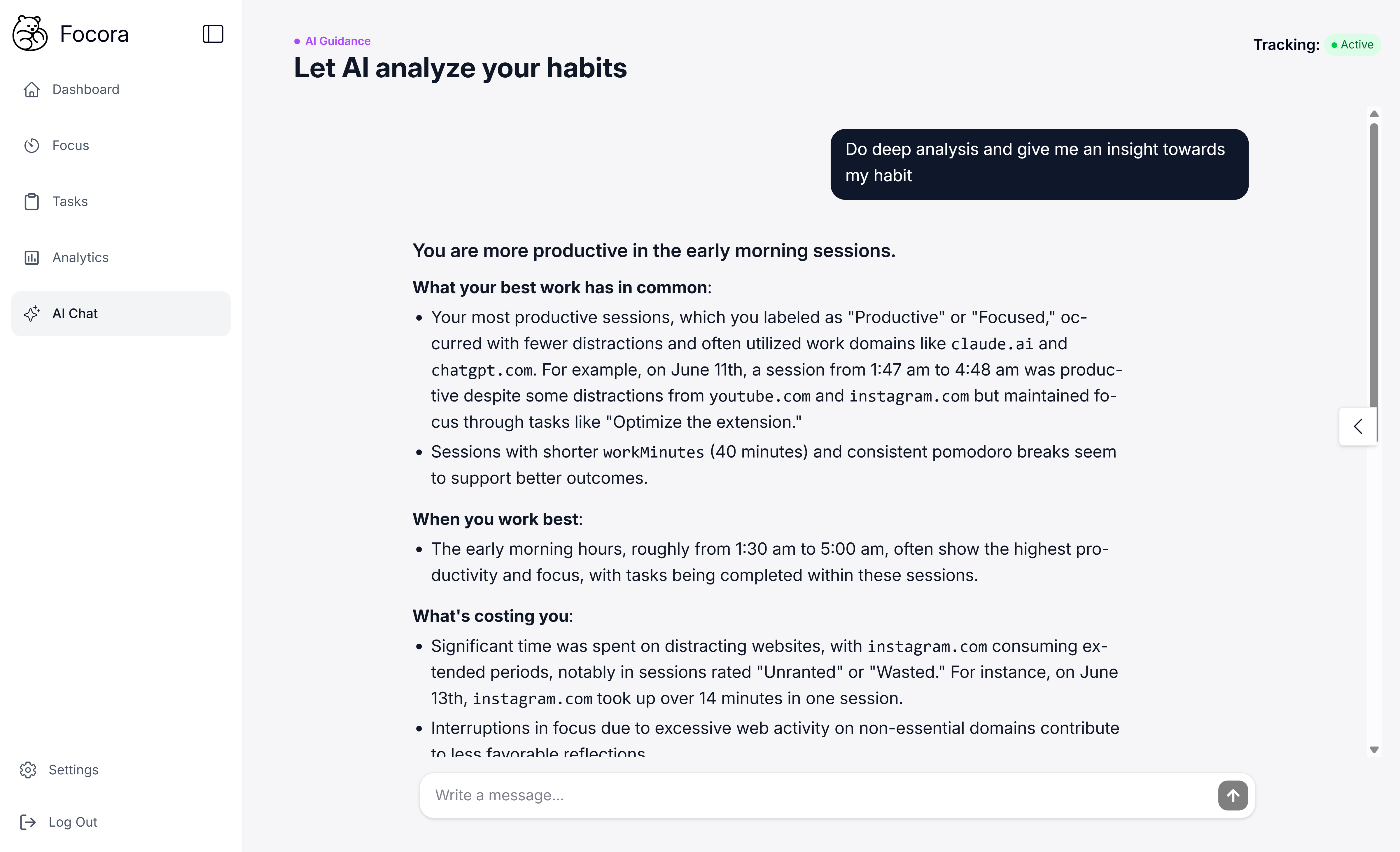 Productivity visualization